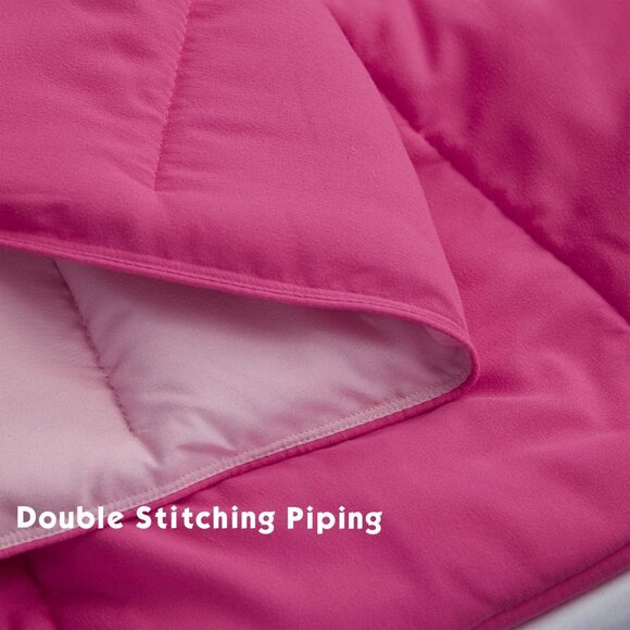 3pc Pink Queen Size Comforter Set - All Season Reversible Down Alternative Comfo - Picture 6 of 7